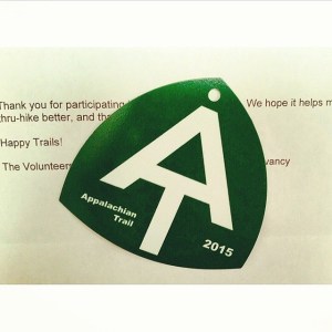 2015 AT thru-hike registration tag