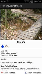 Screenshot f detailed water information in app