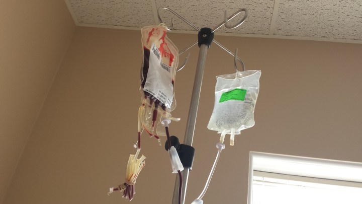 Tranfusion bag in hospital